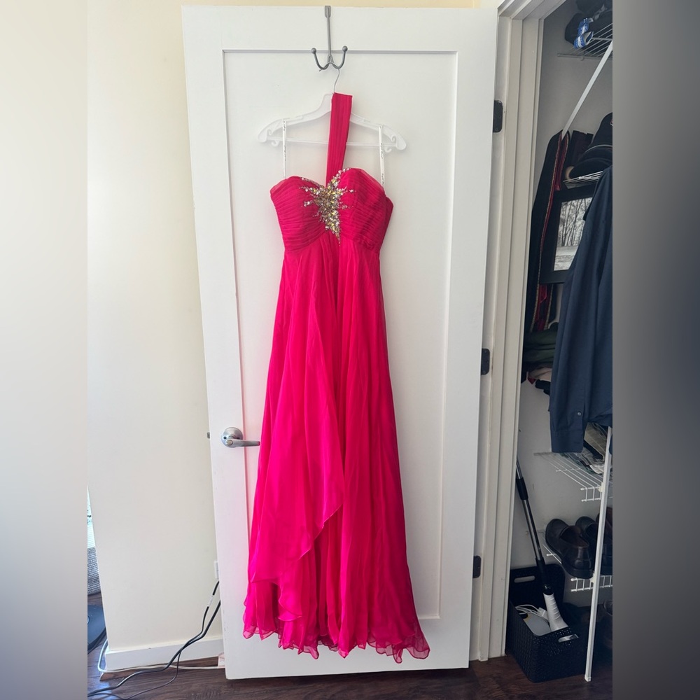 Vintage Prom Dress One-Shoulder Evening Gown with Embellished Bodice